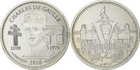 Frankreich Medaille Vème République, Charles De Gaulle, Silber, STGL -