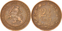 Niederlande 2-1/2 Cent Münze, Wilhelmina I, SS, Bronze, KM:108.2 -