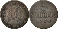 Deutsch Staaten 1/2 Stüber Münze, JULICH-BERG, Karl Theodor, SS -