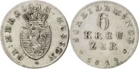 Deutsch Staaten 6 Kreuzer Münze, HESSE-DARMSTADT, Ludwig X, SS, Silber -