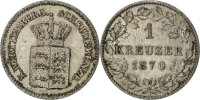 Deutsch Staaten Kreuzer Münze, WURTTEMBERG, Karl I, VZ, Silber, KM:612 -