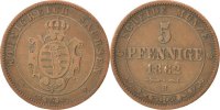 Deutsch Staaten 5 Pfennig Münze, SAXONY-ALBERTINE, Johann, Dresde, SS -