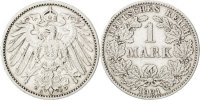 GERMANY - EMPIRE Mark Münze, Wilhelm II, Karlsruhe, SS, Silber, KM:14 -