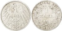 GERMANY - EMPIRE Mark Münze, Wilhelm II, Stuttgart, S+, Silber, KM:14 -