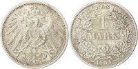GERMANY - EMPIRE Mark Münze, Wilhelm II, Karlsruhe, SS+, Silber, KM:14 -