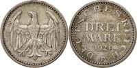 Deutschland, Weimarer Republik 3 Mark Münze, Stuttgart, VZ, Silber -