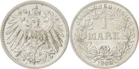 GERMANY - EMPIRE Mark Münze, Wilhelm II, Berlin, VZ, Silber, KM:14 -