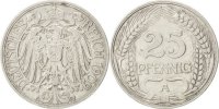 GERMANY - EMPIRE 25 Pfennig Münze, Wilhelm II, Berlin, SS, Nickel -