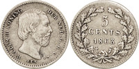 Niederlande 5 Cents Münze, William III, SS+, Silber, KM:91 -