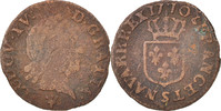 Frankreich Liard Münze, Louis XV, Liard à la vieille tête, Reims, S -