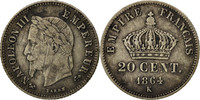 Frankreich 20 Centimes Münze, Napoleon III, Napoléon III, Bordeaux -