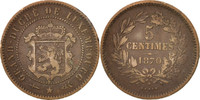 Luxemburg 5 Centimes Münze, William III, Utrecht, S+, Bronze, KM:22.1 -