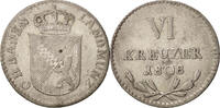 Deutsch Staaten 6 Kreuzer Münze, BADEN, Karl Friedrich, SS, Silber -