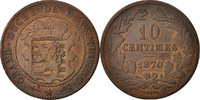 Luxemburg 10 Centimes Münze, William III, Utrecht, S, Bronze, KM:23.1 -