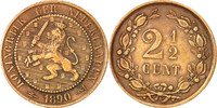Niederlande 2-1/2 Cent Münze, Wilhelmina I, SS+, Bronze, KM:108.2 -