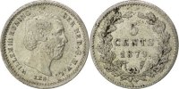 Niederlande 5 Cents Münze, William III, VZ, Silber, KM:91 -