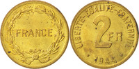 Frankreich 2 Francs Münze, France Libre, Philadelphia, VZ, Messing -