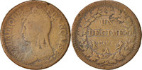 Frankreich Decime Münze, Dupré, Paris, S, Bronze, KM:644.1 -