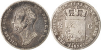 Niederlande 1/2 Gulden Münze, William II, S, Silber, KM:73.1 -