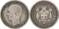 Griechenland Drachma 1873 A Münze, George I, Paris, S, Silber, KM:38