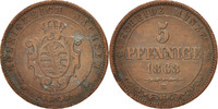 Deutsch Staaten 5 Pfennig Münze, SAXONY-ALBERTINE, Johann, SS, Kupfer -