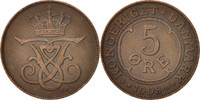 Dänemark 5 Öre Münze, Frederik VIII, Copenhagen, SS, Bronze, KM:806 -
