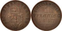Deutsch Staaten Pfennig Münze, PRUSSIA, Wilhelm I, Cleves, SS+, Kupfer -