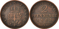 Deutsch Staaten 2 Pfennig Münze, PRUSSIA, Wilhelm I, Berlin, SS -