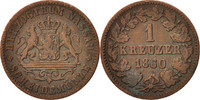Deutsch Staaten Kreuzer Münze, NASSAU, Adolph, Wiesbaden, SS, Kupfer -