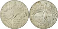 Bundesrepublik Deutschland 10 Mark Münze, Stuttgart, VZ, Silber, KM:133 -
