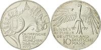 Bundesrepublik Deutschland 10 Mark Münze, Hambourg, VZ, Silber, KM:133 -