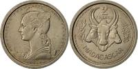 Madagascar 2 Francs Münze, Paris, VZ, Copper-nickel, KM:E2 -