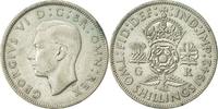 Großbritannien Florin, Two Shillings Münze, George VI, SS+, Silber -