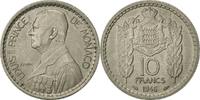 Monaco 10 Francs Münze, Louis II, Poissy, VZ, Copper-nickel, KM:123 -