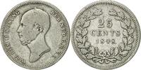Niederlande 25 Cents Münze, William II, Utrecht, S+, Silber, KM:76 -