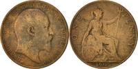 Großbritannien Penny Münze, Edward VII, S, Bronze, KM:794.1 -