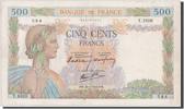 Frankreich 500 Francs Geldschein, 500 F 1940-1944 ''La Paix'', VZ -