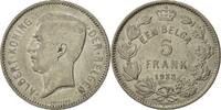 5 Francs, 5 Frank 1933 Belgien Münze, SS, Nickel, KM:98 SS