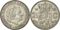 Niederlande 2-1/2 Gulden Münze, Juliana, SS, Silber, KM:185 -