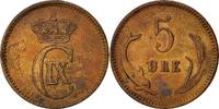 Dänemark 5 Öre Münze, Christian IX, Copenhagen, SS, Bronze, KM:794.1 -