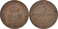 Deutsch Staaten 3 Pfennig Münze, PRUSSIA, Wilhelm I, Berlin, SS -