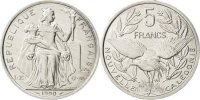 Neukaledonien 5 Francs Münze, UNZ+, Aluminium, KM:16, Lecompte:78 -