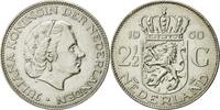 Niederlande 2-1/2 Gulden Münze, Juliana, SS, Silber, KM:185 -