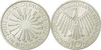 Bundesrepublik Deutschland 10 Mark Münze, Stuttgart, UNZ, Silber -