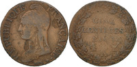 Frankreich 5 Centimes Münze, Dupré, Bordeaux, S+, Bronze, KM:640.8 -