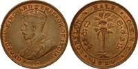Ceylon 1/2 Cent Münze, George V, UNZ+, Kupfer, KM:106 -