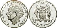 Jamaica 5 Dollars Münze, Elizabeth II, Franklin Mint, USA, STGL -