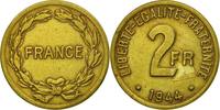 Frankreich 2 Francs Münze, France Libre, Philadelphia, SS, Messing -