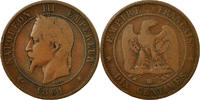 Frankreich 10 Centimes Münze, Napoleon III, Napoléon III, Strasbourg -