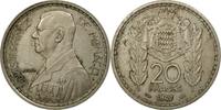 Monaco 20 Francs, Vingt Münze, Louis II, Poissy, SS, Copper-nickel -